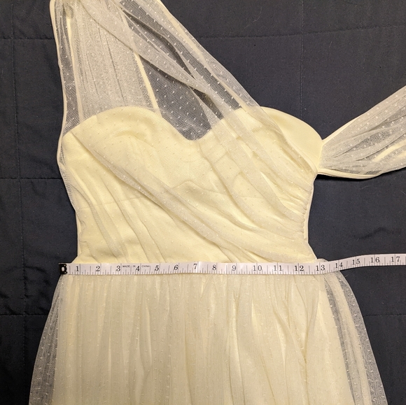 ASOS Dobby Mesh One Shoulder Prom Dress in Yellow UK 8/US 4. - Picture 13 of 15